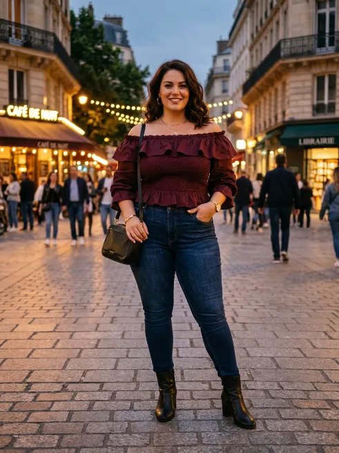 11. Off the Shoulder Top and Skinny Jeans