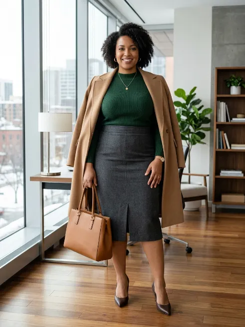 11. Structured Sweater With A Pencil Skirt