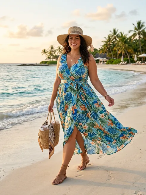 11. Wide Brim Hat With A Flowy Beach Dress