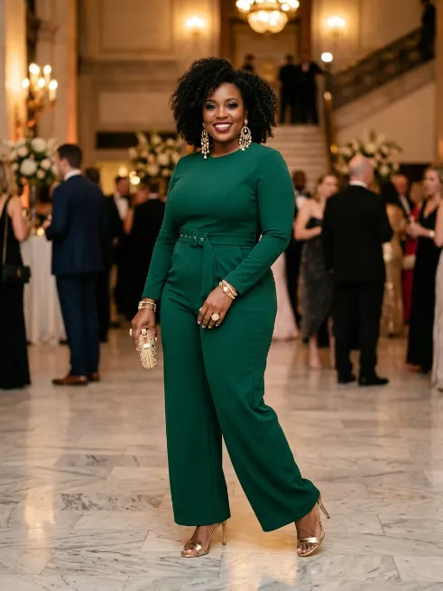 12. Jumpsuit with Statement Earrings