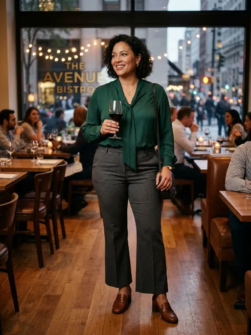 14. Flowy Blouse and Trousers for Business Casual Dates
