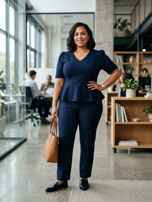 14. Peplum Top with Straight Leg Pants