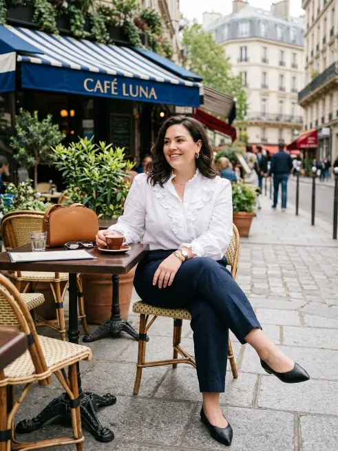 14. Ruffled Blouse with Skinny or Straight Leg Pants