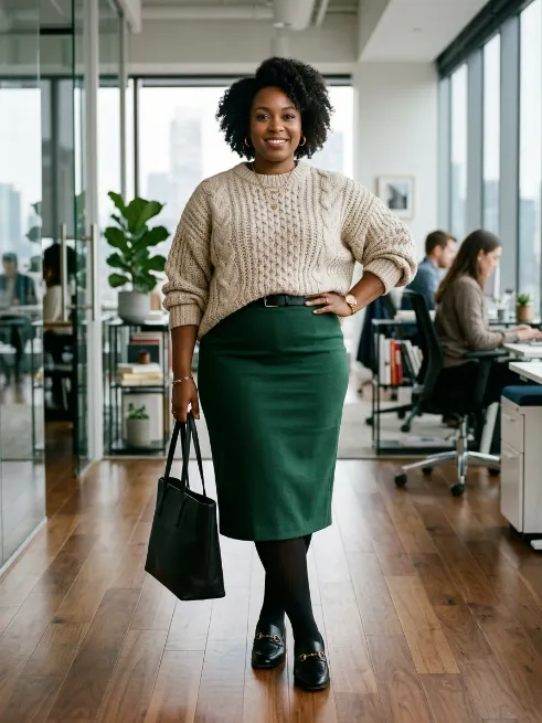 15. Oversized Sweater with a Pencil Skirt