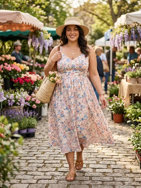 15. Sundress with a Straw Hat
