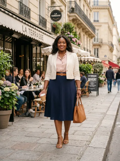 16. Cropped Jacket with High Waisted Skirt