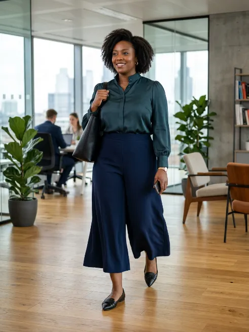 17. High Neck Blouse with Culottes