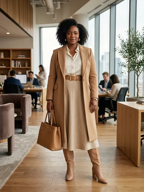 19. All Neutral Outfit with One Metallic Accessory