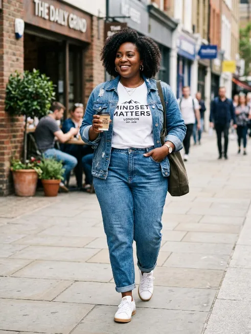 2. Denim Jacket and Graphic Tee