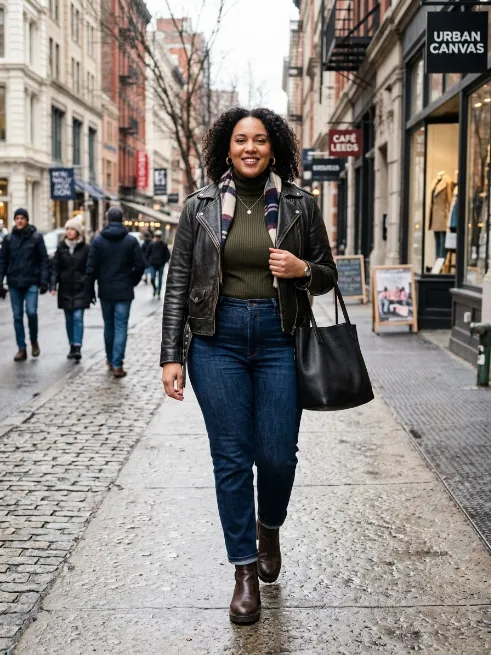 2. Turtleneck With Straight Leg Jeans
