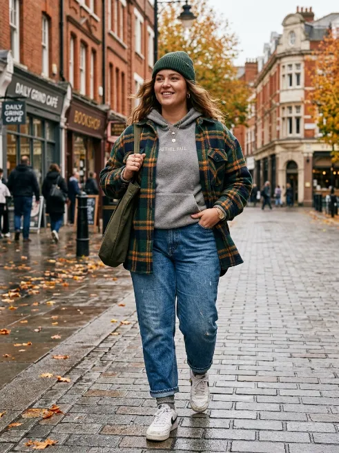 20. Plaid overshirt with a hoodie