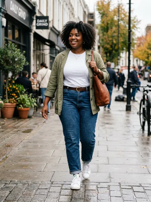 21. Straight Leg Jeans and Fitted Tee