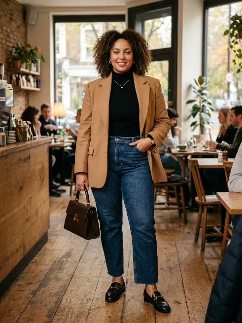 25. Straight leg jeans with an oversized blazer