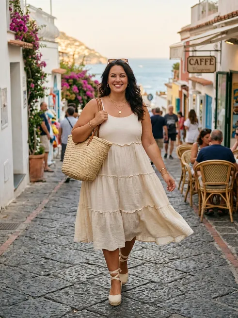 26. Tiered Sundress With Espadrilles