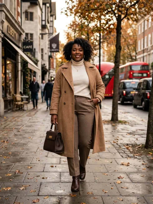 29. Camel coat with neutral basics