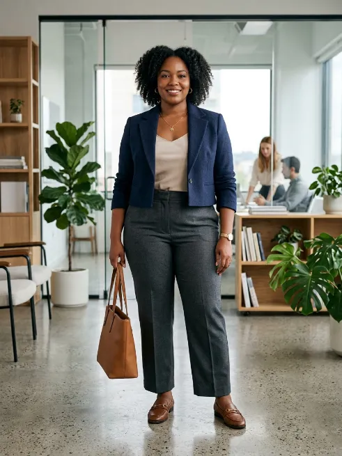 3. Cropped Blazer With High Waisted Pants