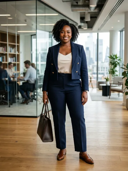 3. Cropped Blazer with High Waisted Trousers
