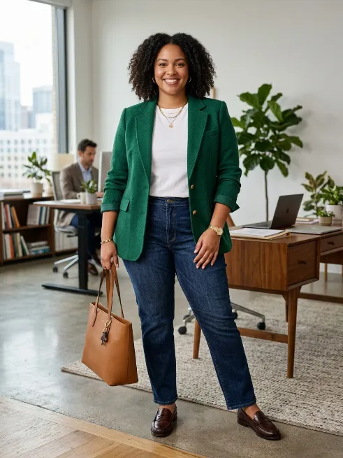 4. Colorful Blazer Over A White Tee