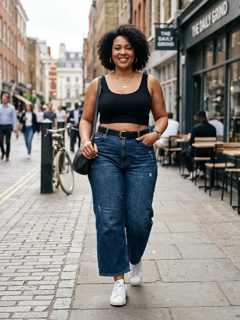4. Wide Leg Jeans and Crop Top