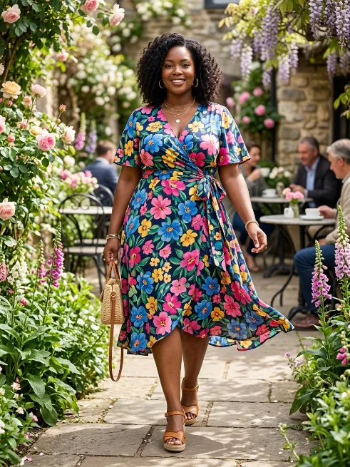 4. Wrap Dress in a Bold Print