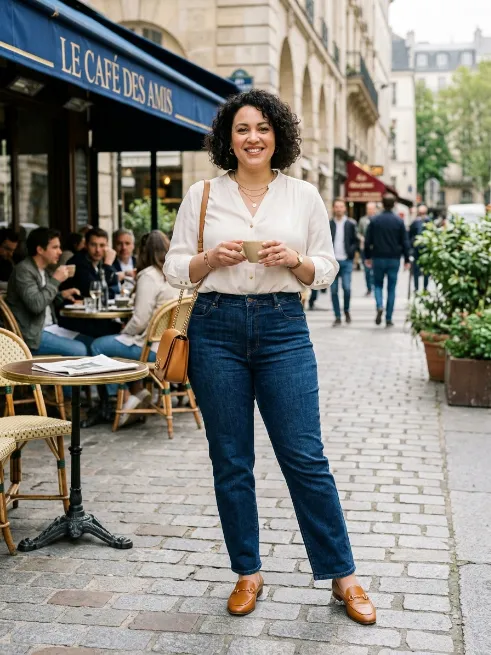5. High Waisted Jeans with a Tucked in Blouse