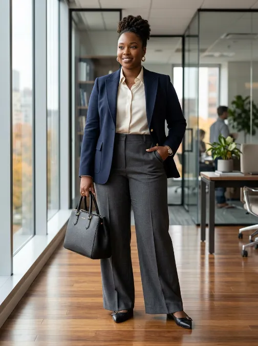 6. Blazer and wide leg trousers
