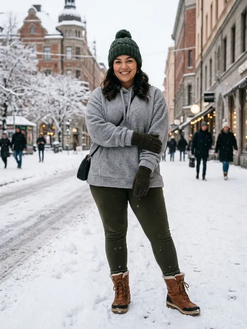 6. Fleece Lined Leggings With An Oversized Hoodie