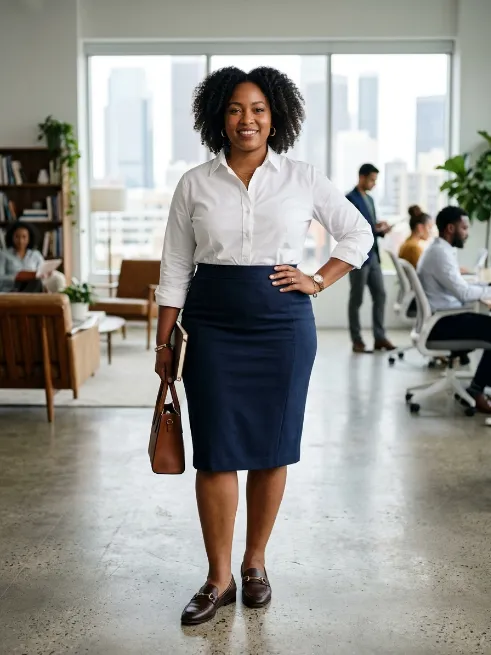7. Button Down Shirt and Pencil Skirt