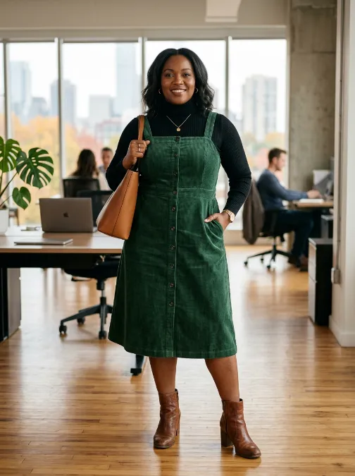 7. Turtleneck under a jumper dress