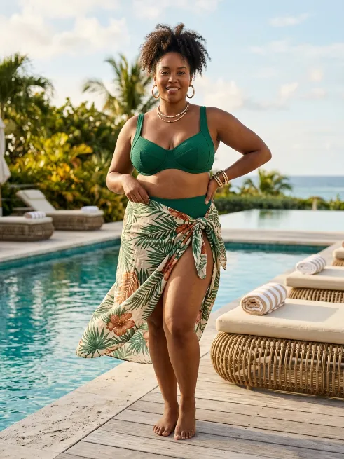 8. High Waisted Bikini With A Sarong