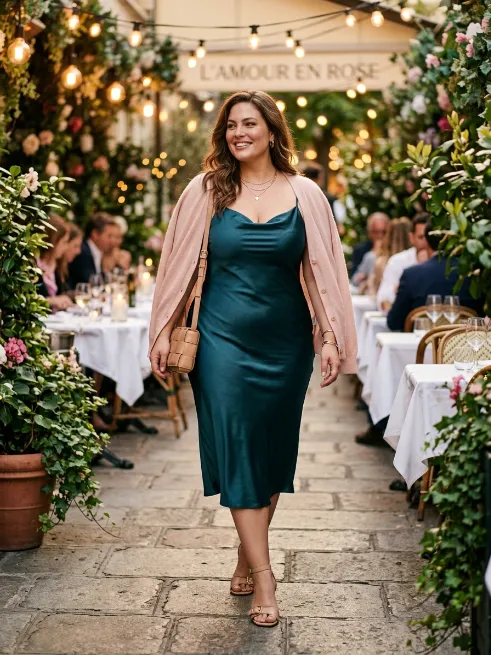 8. Slip Dress with a Cardigan for a Spring Evening