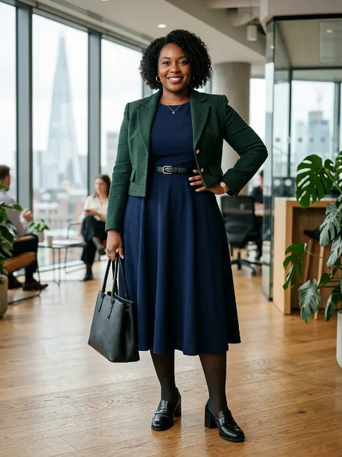 9. Fit And Flare Dress With A Cropped Jacket