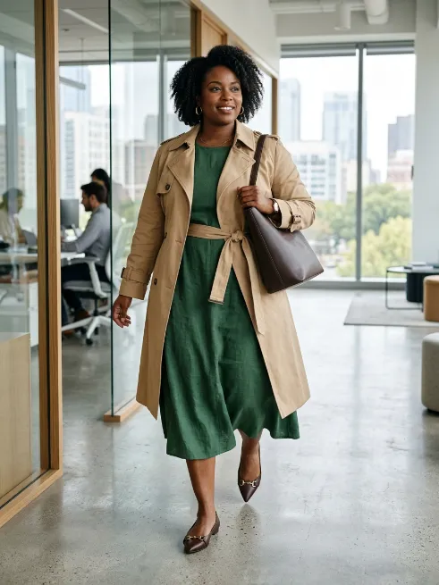 9. Midi Dress with a Denim or Trench Layer