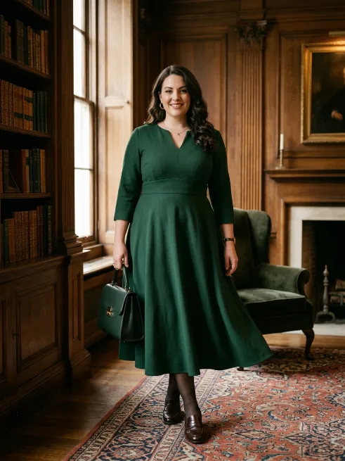 11. A Line Midi Dress In Forest Green