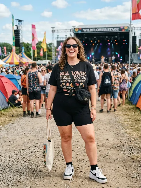 4. Bike Shorts With An Oversized Graphic Tee