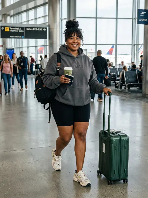17. Bike Shorts With an Oversized Hoodie