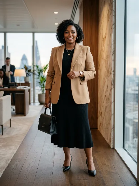 3. Black Dress With A Blazer