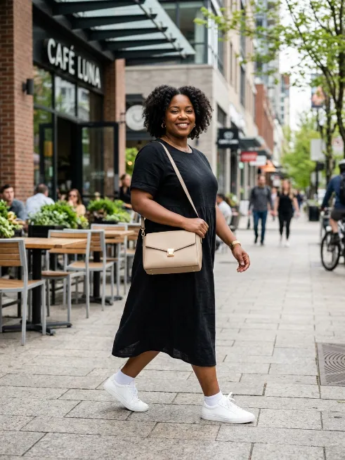 10. Black Dress With Sneakers