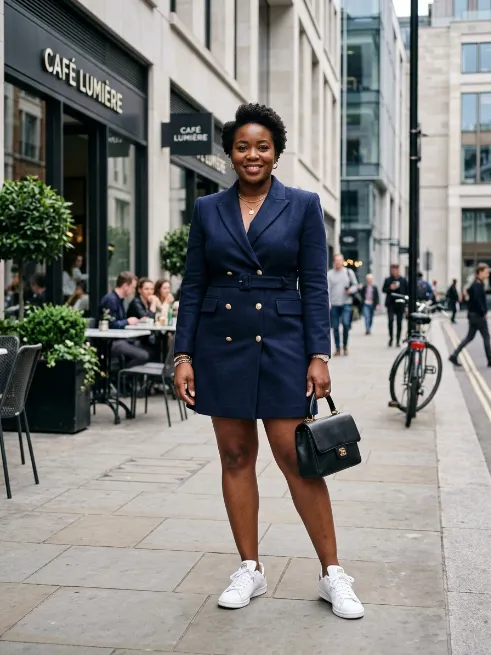 12. Blazer Dress with Sneakers