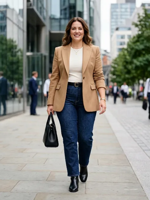 8. Blazer, Straight Jeans, and Ankle Boots