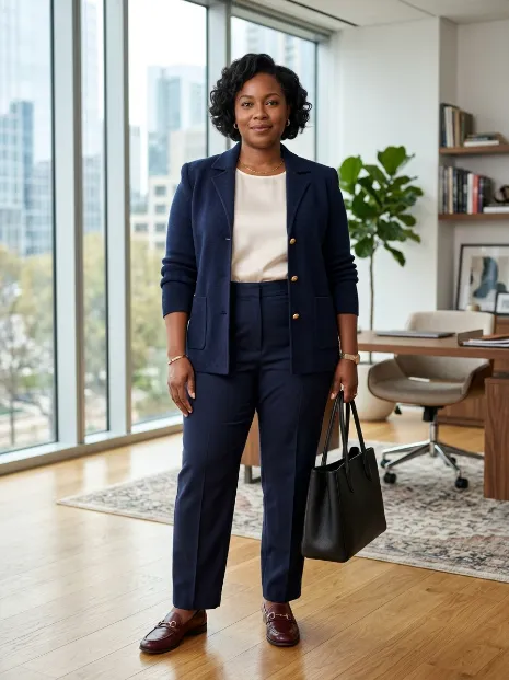 6. Blazer Style Cardigan With Trousers