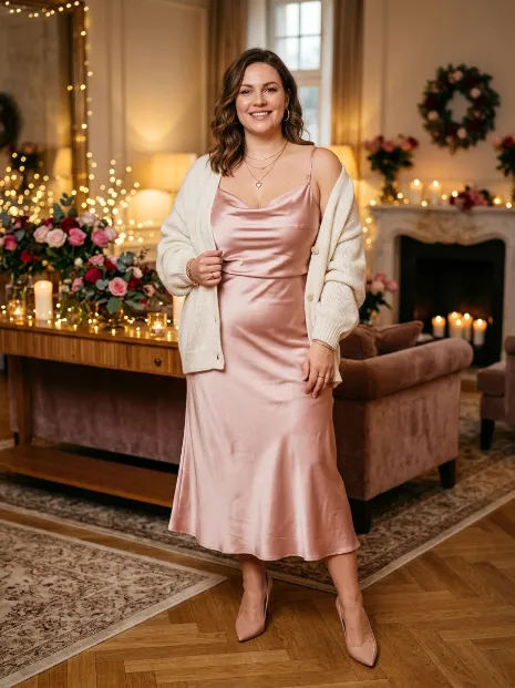 3. Blush Pink Satin Slip Dress