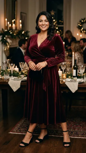 2. Burgundy Velvet Midi