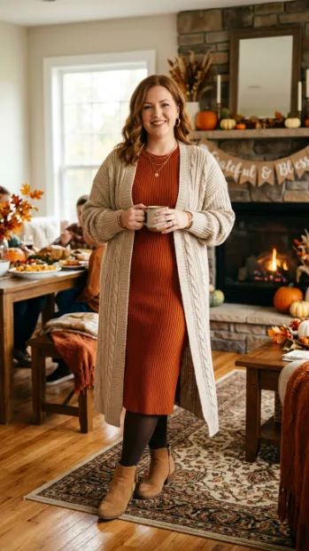 9. Cardigan Duster Over a Simple Dress