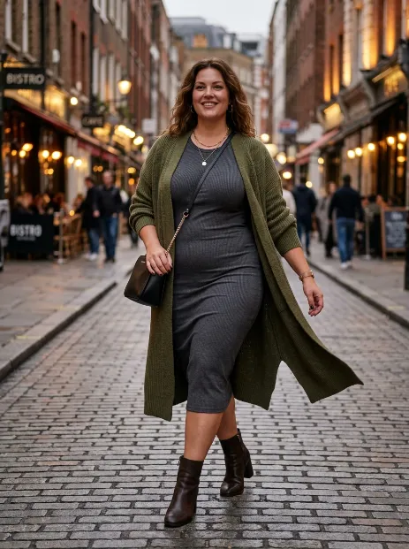 14. Cardigan With A Bodycon Dress
