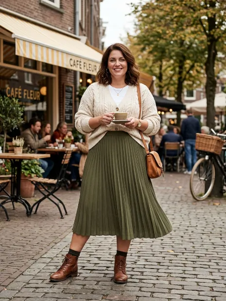 3. Cardigan With A Midi Skirt