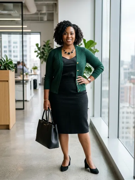 8. Cardigan With A Pencil Skirt