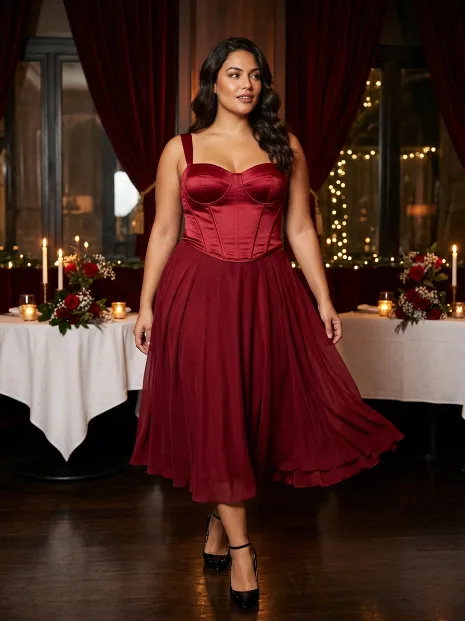 7. Corset Style Top With A Flowy Skirt