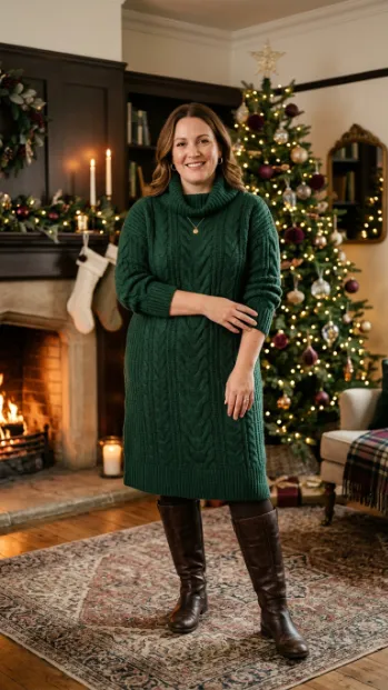 14. Cowl Neck Sweater Dress