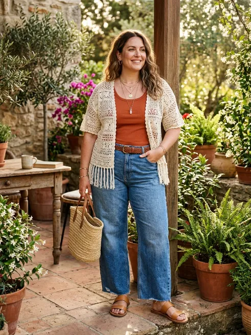 3. Crochet top over a tank
